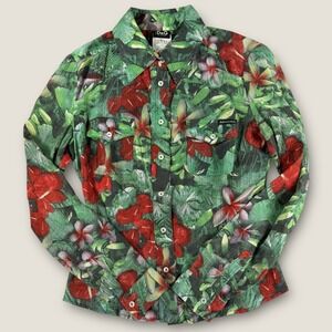Vintage D&G Dolce Gabbana Shirt Small S Floral Tropical Green Y2K Ittierre